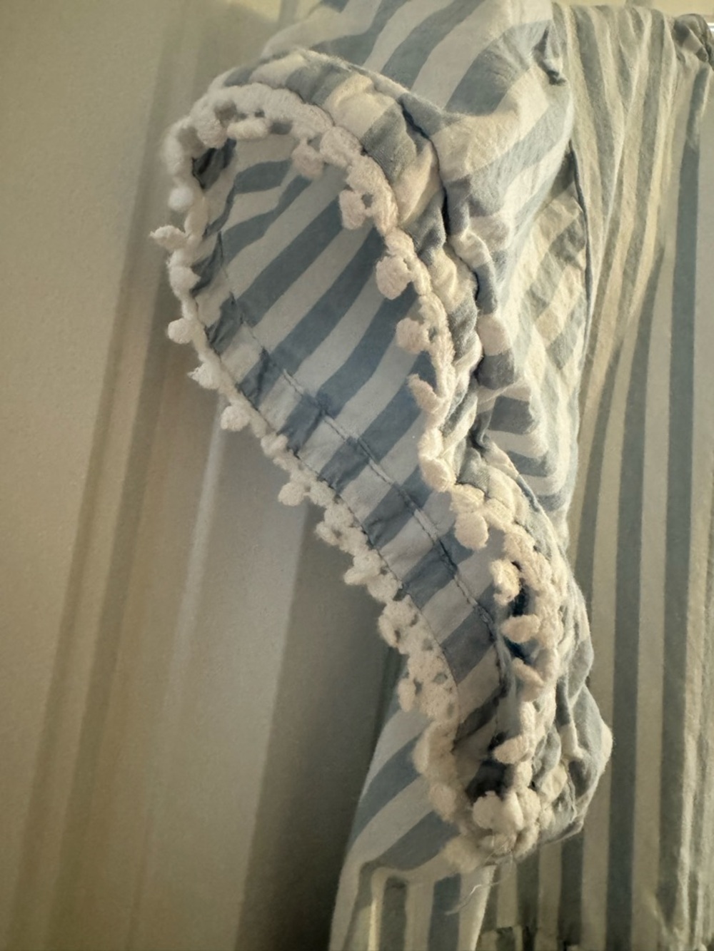 Blue and White Striped Midi Dress with Tiered Skirt - Picture 8 of 8